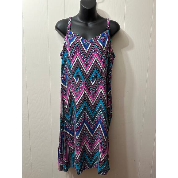 Torrid Size 2 Purple Multi Color Boho Aztec Hippie Midi Dress Adjustable Straps - Picture 1 of 8